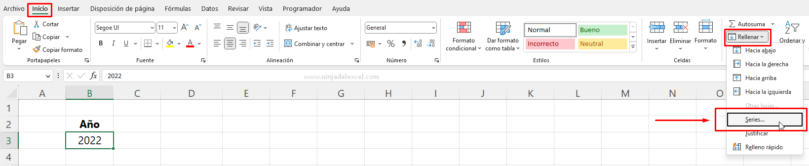 Cómo Rellenar Series de Años en Excel