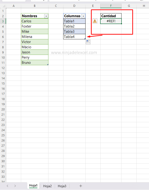 Contar Nombres en Tablas Separadas en Excel