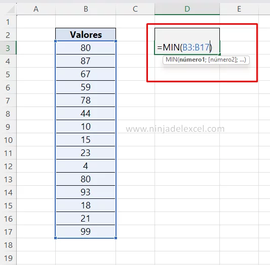 Función MIN en Excel Paso a Paso