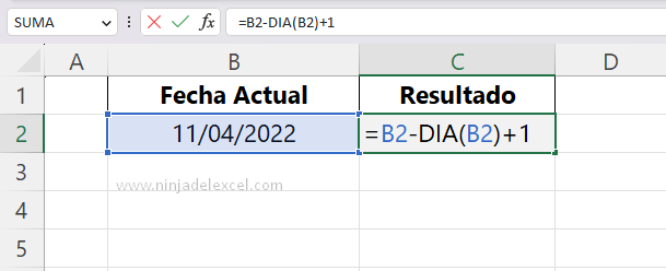 Paso a Paso Devolver el Primer Día del Mes Actual en Excel