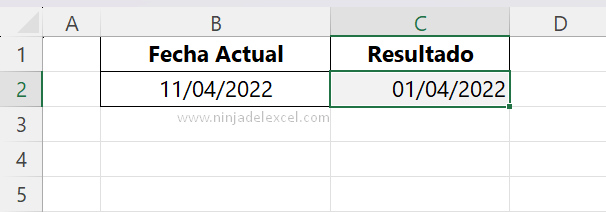 Primer Día del Mes Actual en Excel