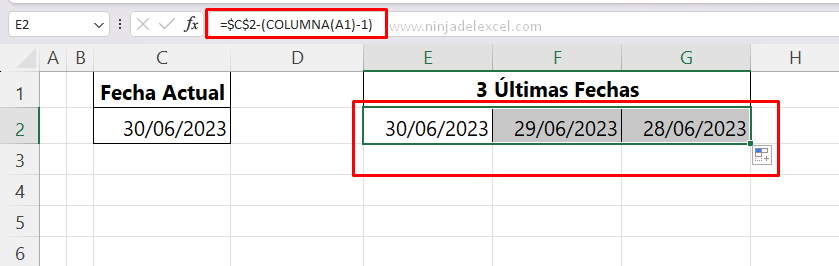 Sepa Extraer las Últimas Tres Fechas del Mes en Excel