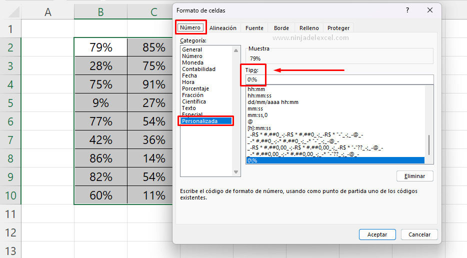 Con la Solución de Prueba de Excel - Convertir Números a Porcentaje