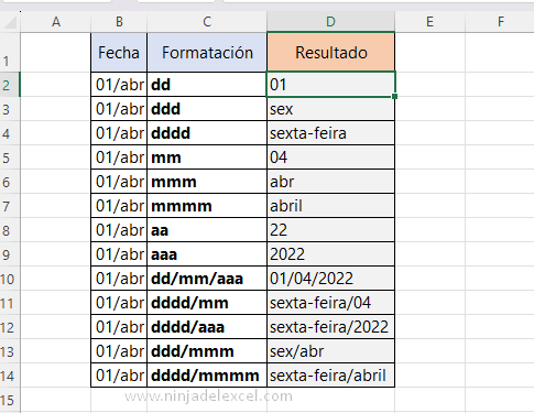 Varios Formatos de Fecha en Excel