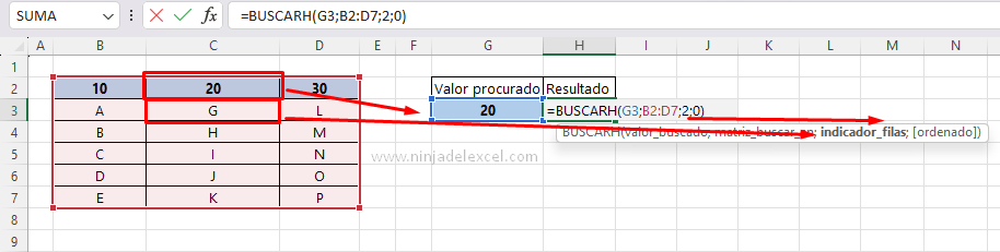 Aprenda Función BUSCARH en Excel