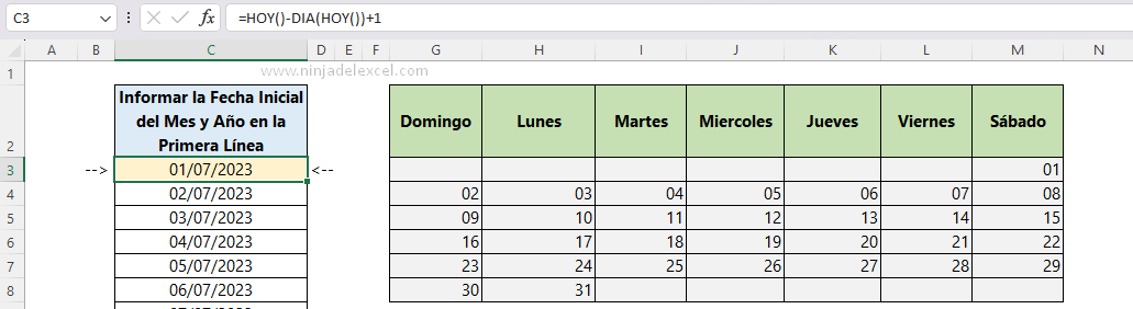 Calendario Con Fórmulas y Lista de Fechas en Excel Paso a Paso