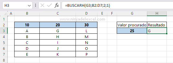 Con la Función BUSCARH en Excel