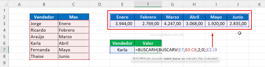 Función BUSCARH en Excel [GUÍA COMPLETA] - Ninja del Excel