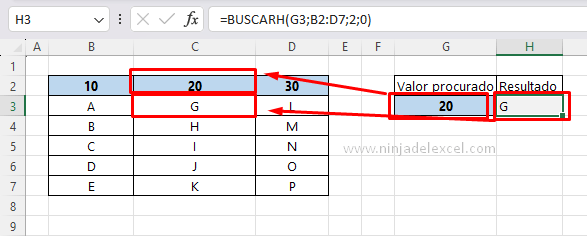 Paso a paso Función BUSCARH en Excel